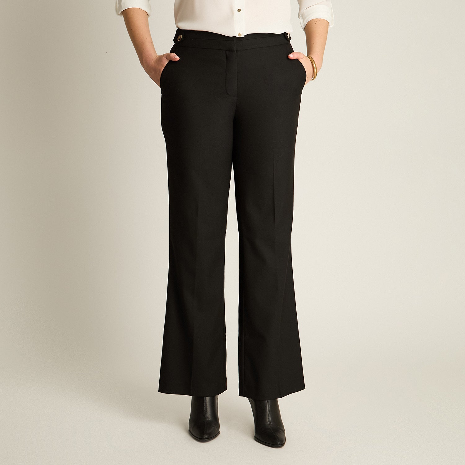 Pantalon Formal Negro Elasticidad Nula Sin Forro Calce Normal Tela Plano